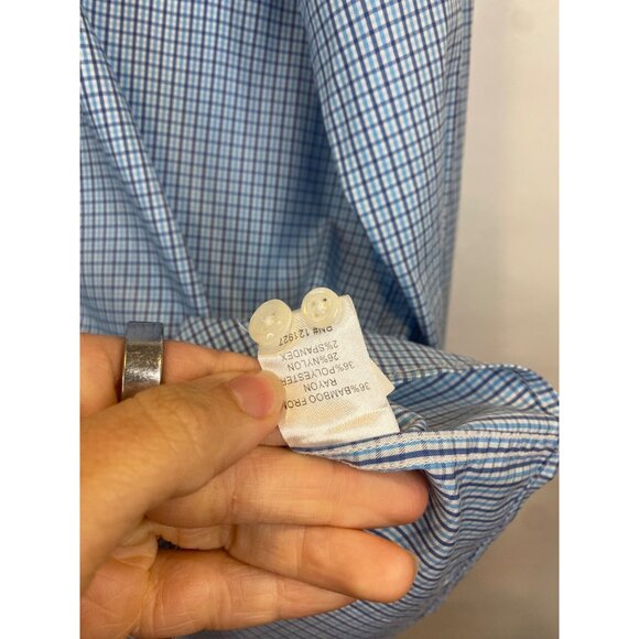 Johnnie-O Check Prep-formance Sport Twilight Blue Long Sleeve Men's Large - Picture 5 of 5